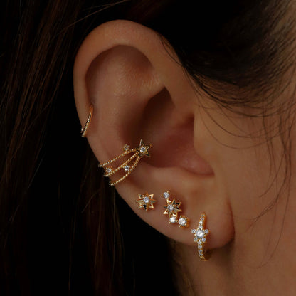 Double Open Stack Conch Ear Cuff,Double Helix Jewelry, Fake Piercing. Cushionblue