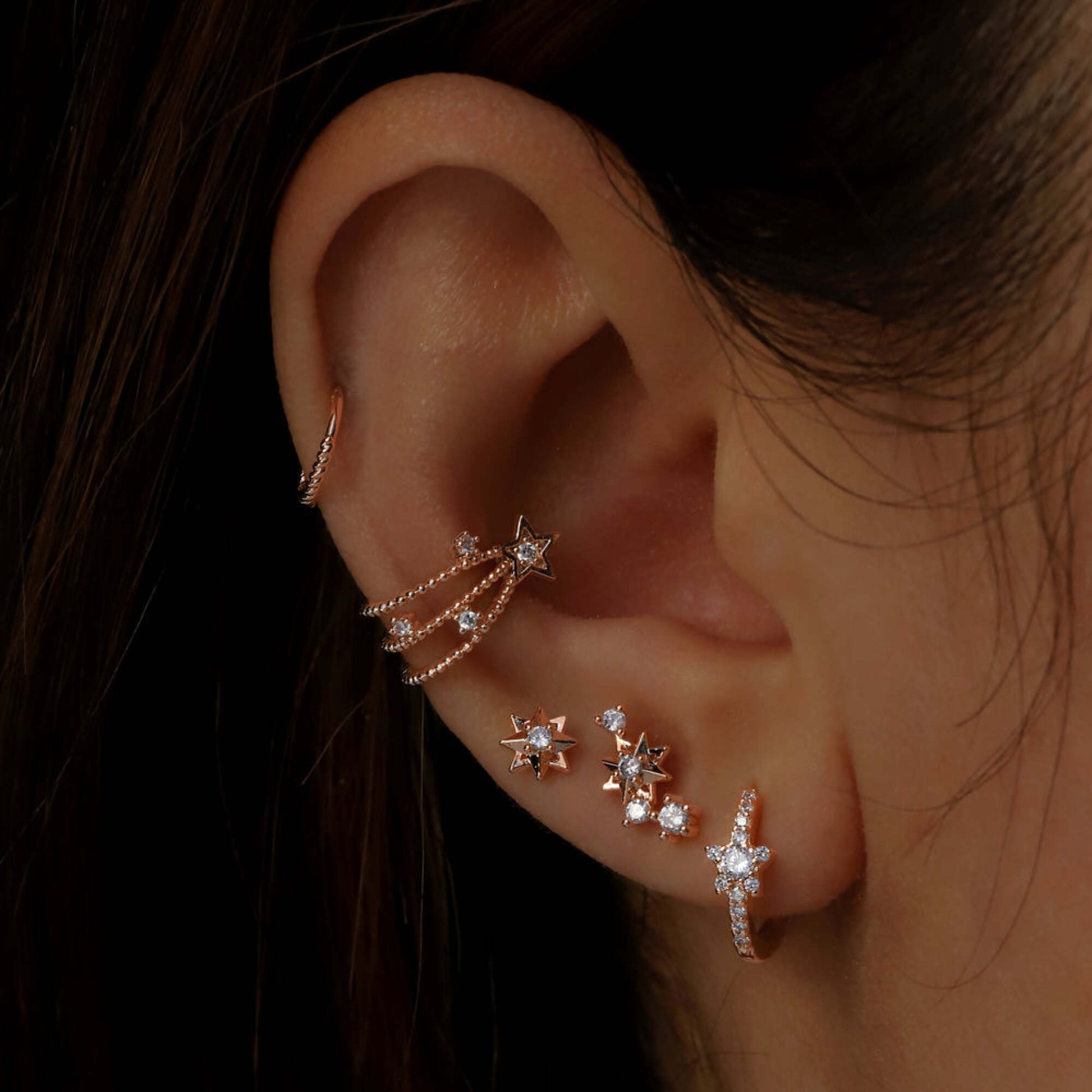 Double Open Stack Conch Ear Cuff,Double Helix Jewelry, Fake Piercing. Cushionblue