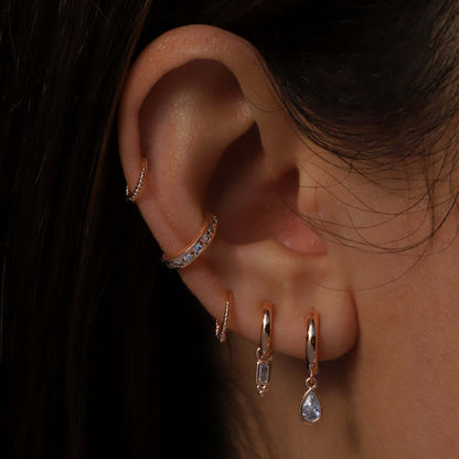 14k Gold Diamond (0.11ct) Ear Cuff/Cartilage Clip Earrings/Ear Cuff Fake Piercing. Cushionblue
