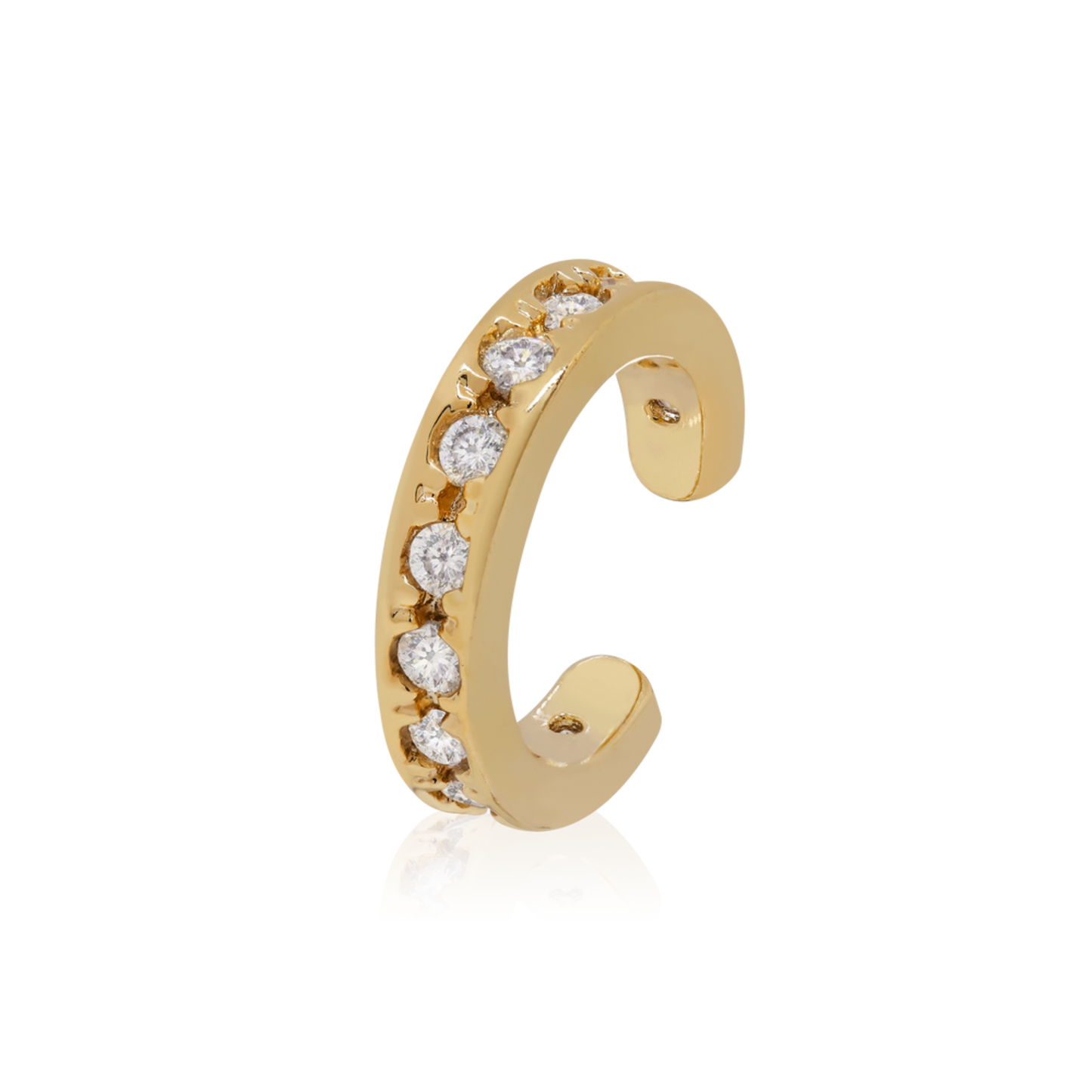 14k Gold Diamond (0.11ct) Ear Cuff/Cartilage Clip Earrings/Ear Cuff Fake Piercing. Cushionblue