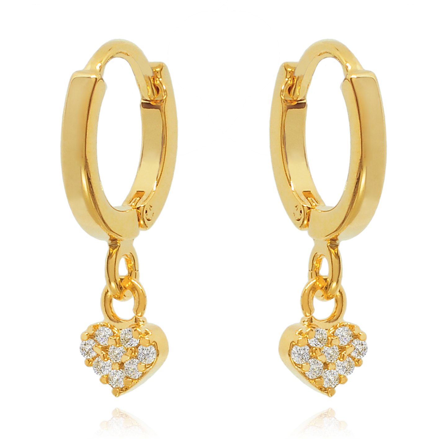 14K Gold Dangle Heart Drop Earrings Cushionblue