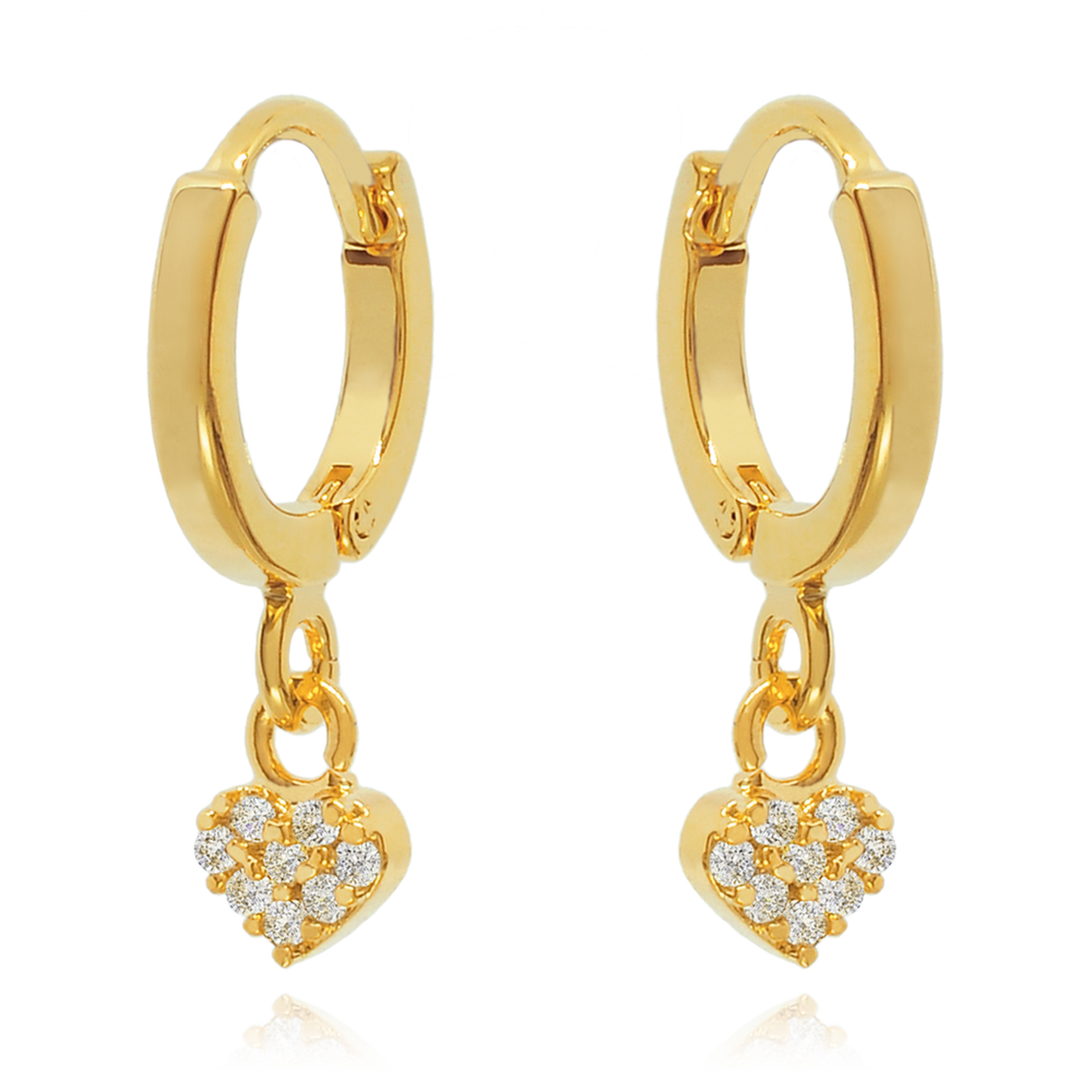 14K Gold Dangle Heart Drop Earrings Cushionblue