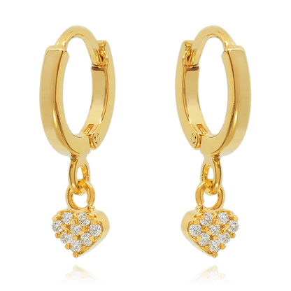 14K Gold Dangle Heart Drop Earrings Cushionblue