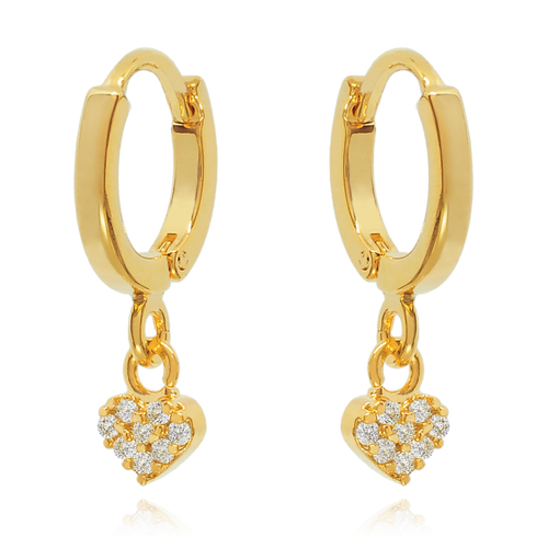 14K Gold Dangle Heart Drop Earrings Cushionblue