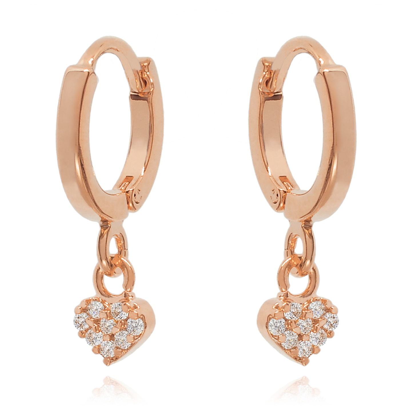 14K Gold Dangle Heart Drop Earrings Cushionblue