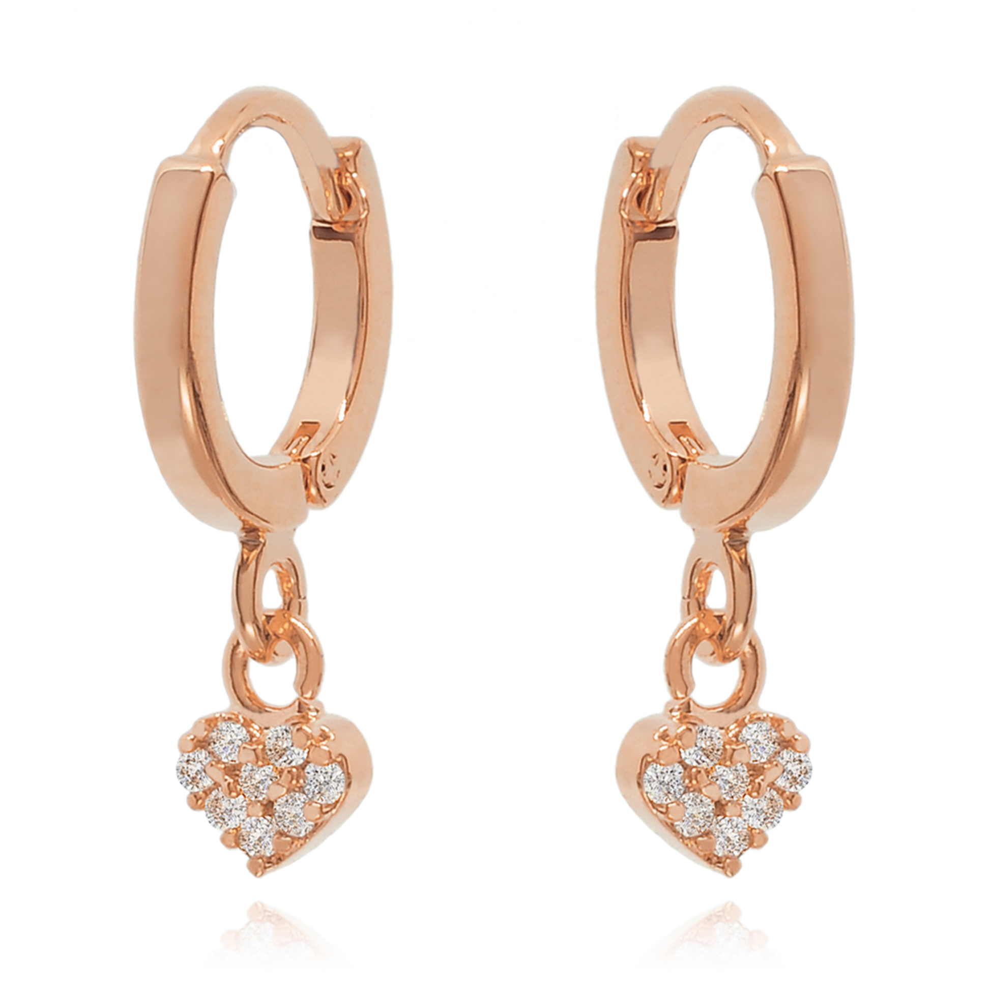 14K Gold Dangle Heart Drop Earrings Cushionblue