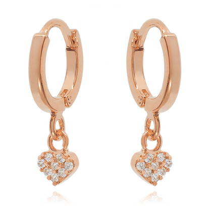 14K Gold Dangle Heart Drop Earrings Cushionblue