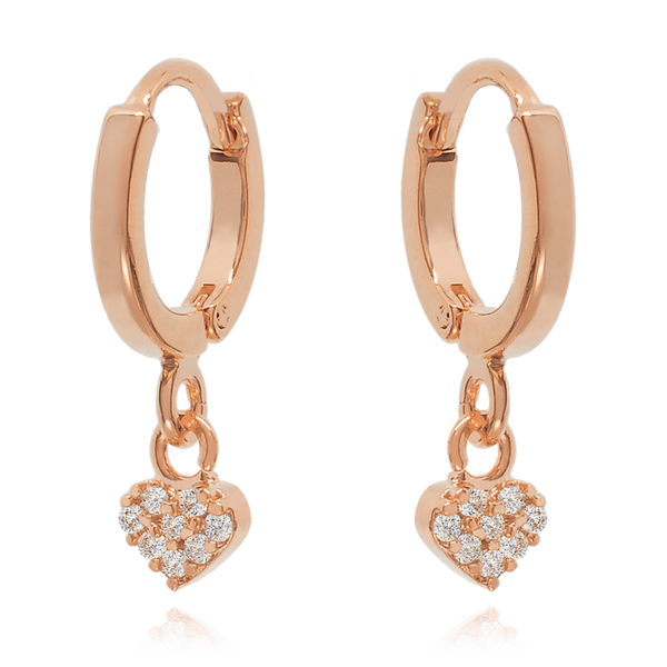 14K Gold Dangle Heart Drop Earrings Cushionblue
