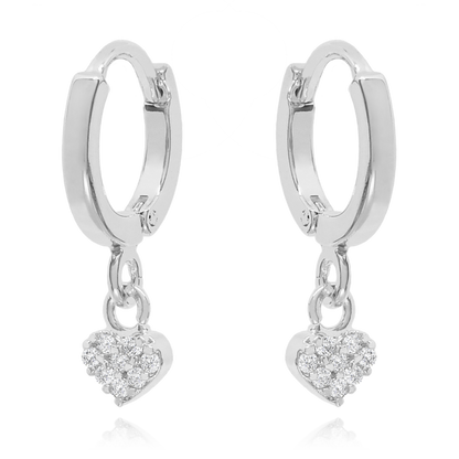 14K Gold Dangle Heart Drop Earrings Cushionblue
