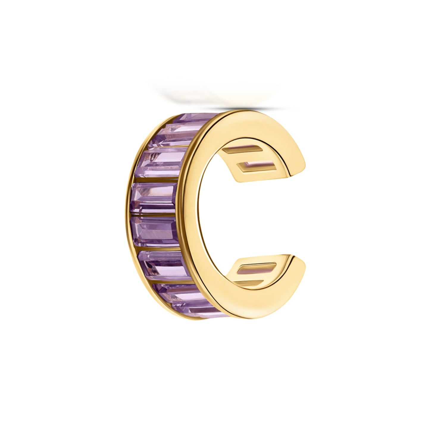 14k Gold  Baguette Amethyst Ear Cuff , Purple Color Ear Cuff. Cushionblue