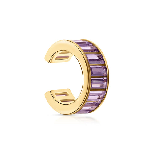 14k Gold  Baguette Amethyst Ear Cuff , Purple Color Ear Cuff. Cushionblue