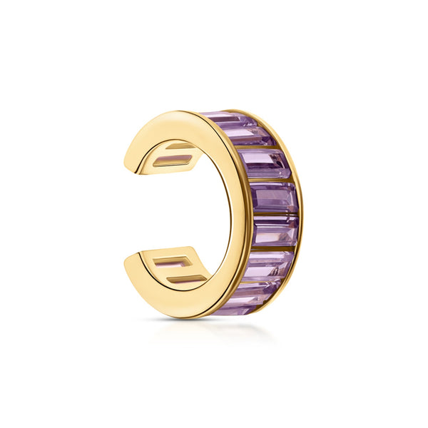 14k Gold  Baguette Amethyst Ear Cuff , Purple Color Ear Cuff. Cushionblue
