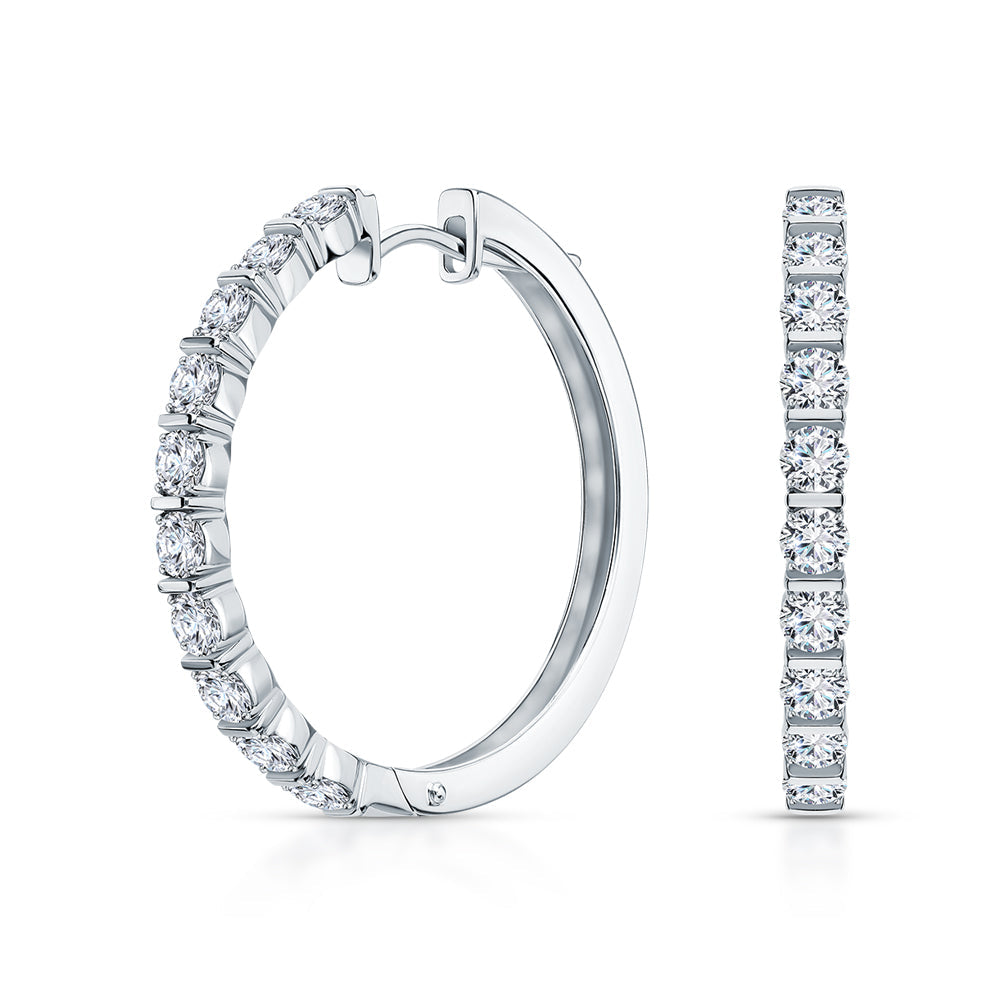 14K Solid Gold Princess Cut Diamond Hoop Earrings | Invisible Channel Set Huggie | 12x4mm Dainty Gold Hoops | Gift for Her. Cushionblue