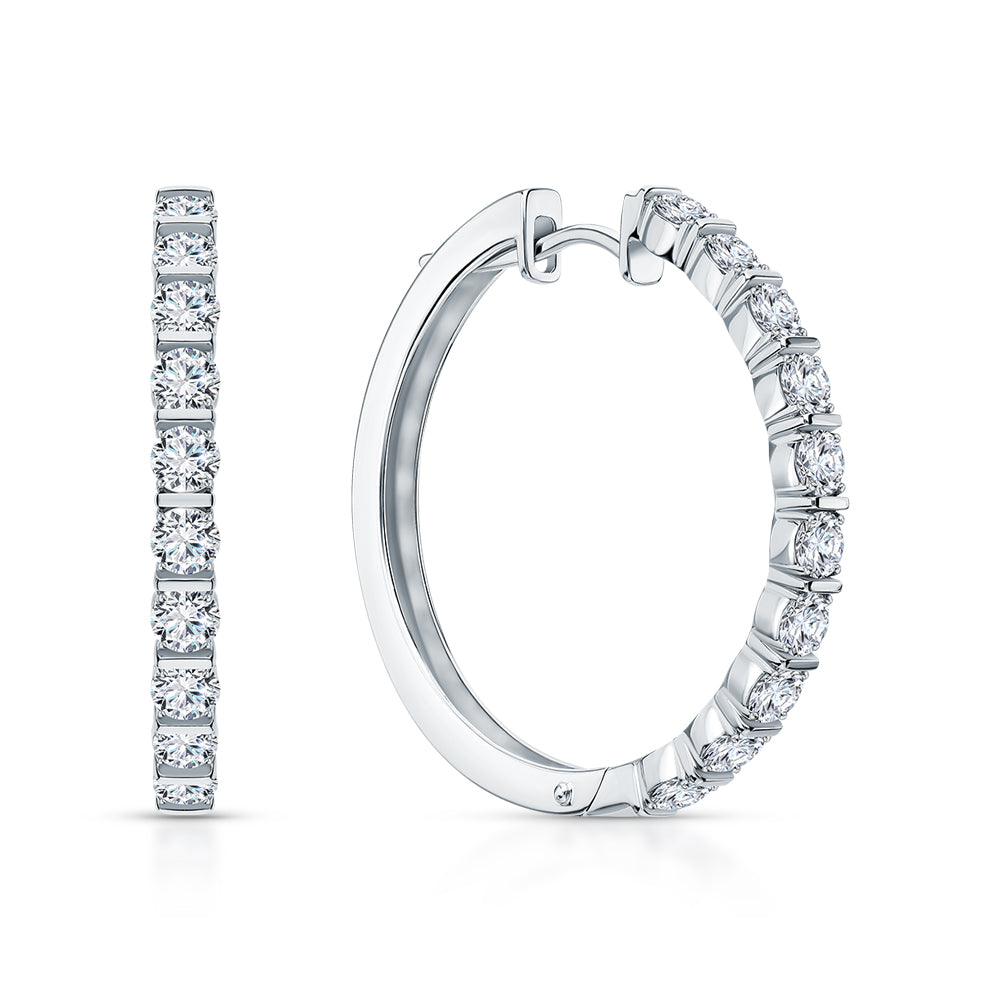 14K Solid Gold Princess Cut Diamond Hoop Earrings | Invisible Channel Set Huggie | 12x4mm Dainty Gold Hoops | Gift for Her. Cushionblue