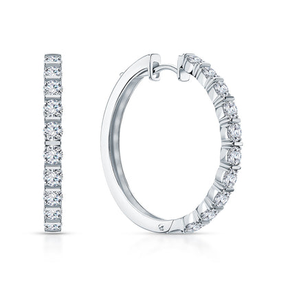 14K Solid Gold Princess Cut Diamond Hoop Earrings | Invisible Channel Set Huggie | 12x4mm Dainty Gold Hoops | Gift for Her. Cushionblue