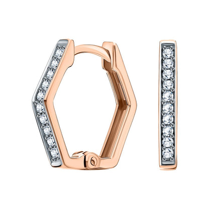 14K Gold Hexagon Huggie Earring Cushionblue