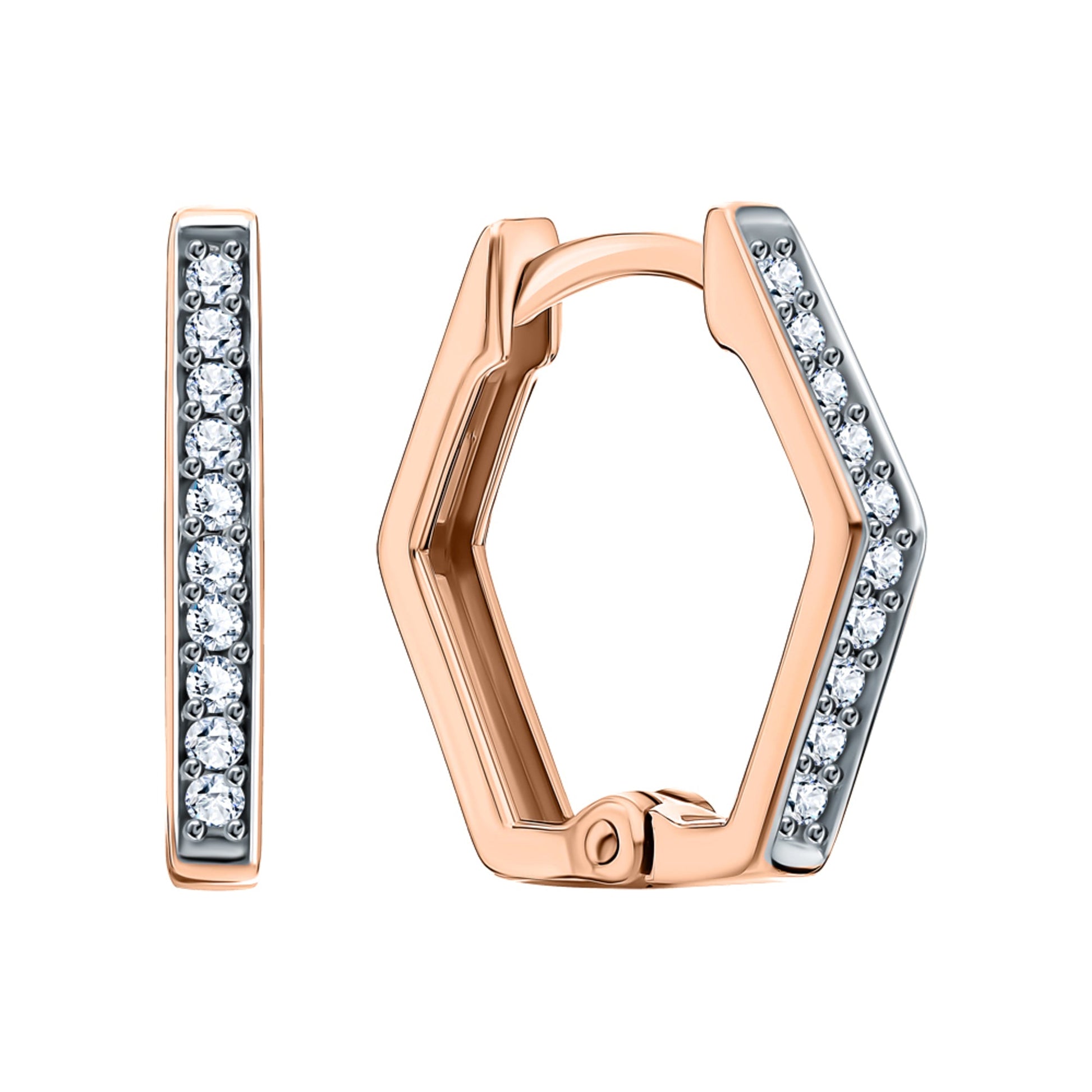 14K Gold Hexagon Huggie Earring Cushionblue