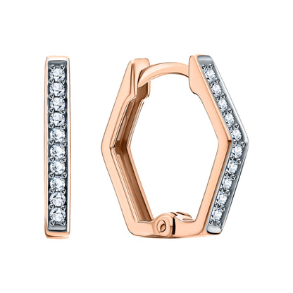 14K Gold Hexagon Huggie Earring Cushionblue