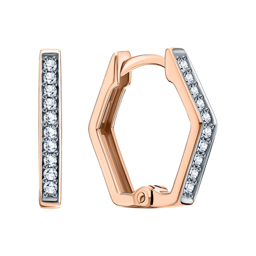 14K Gold Hexagon Huggie Earring Cushionblue