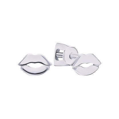 14k Gold Lip Stud Earring, Kiss Lip Stud Earring, Romantic Dainty Stud. Cushionblue