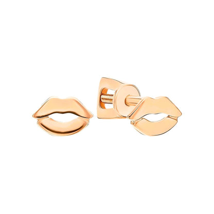 14k Gold Lip Stud Earring, Kiss Lip Stud Earring, Romantic Dainty Stud. Cushionblue