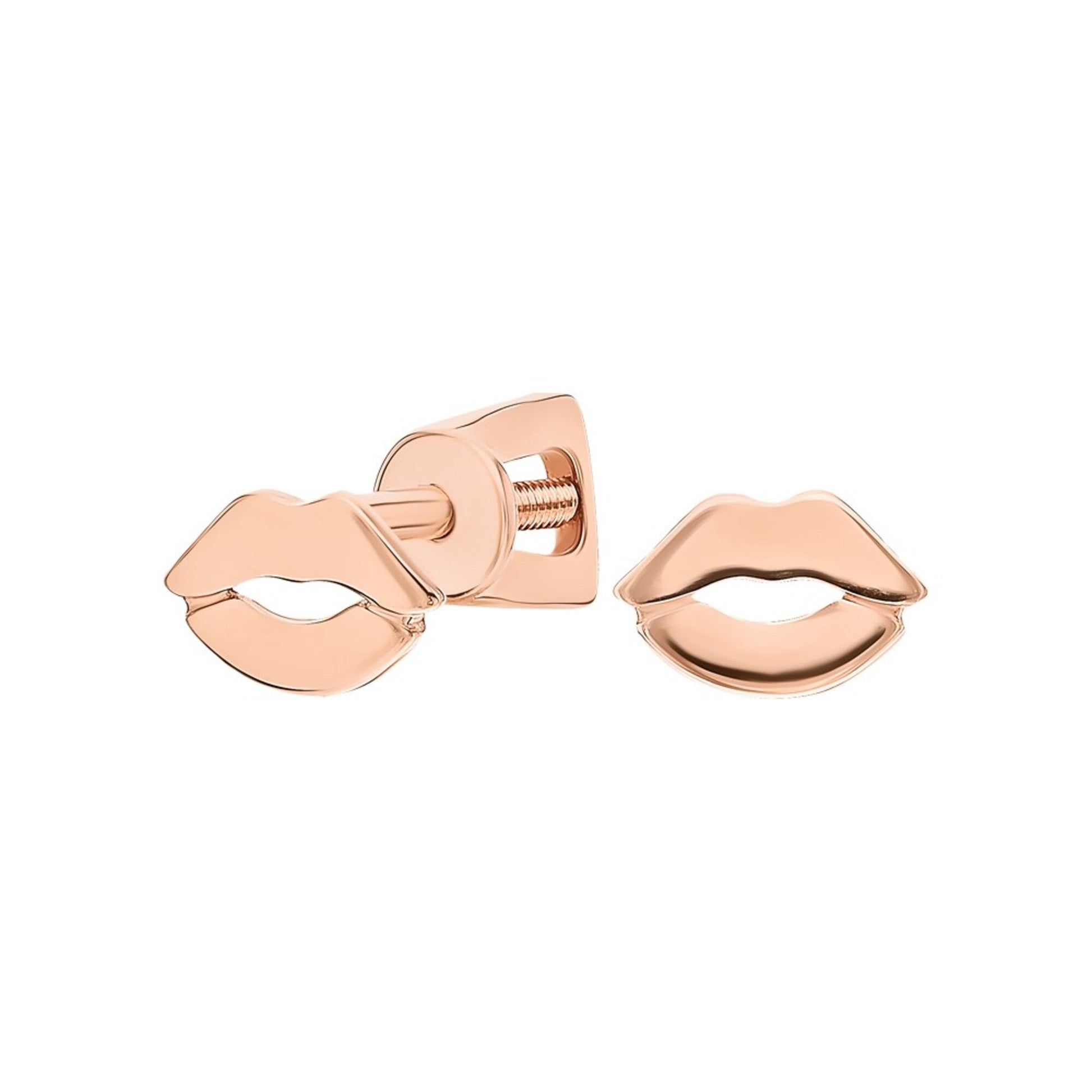 14k Gold Lip Stud Earring, Kiss Lip Stud Earring, Romantic Dainty Stud. Cushionblue