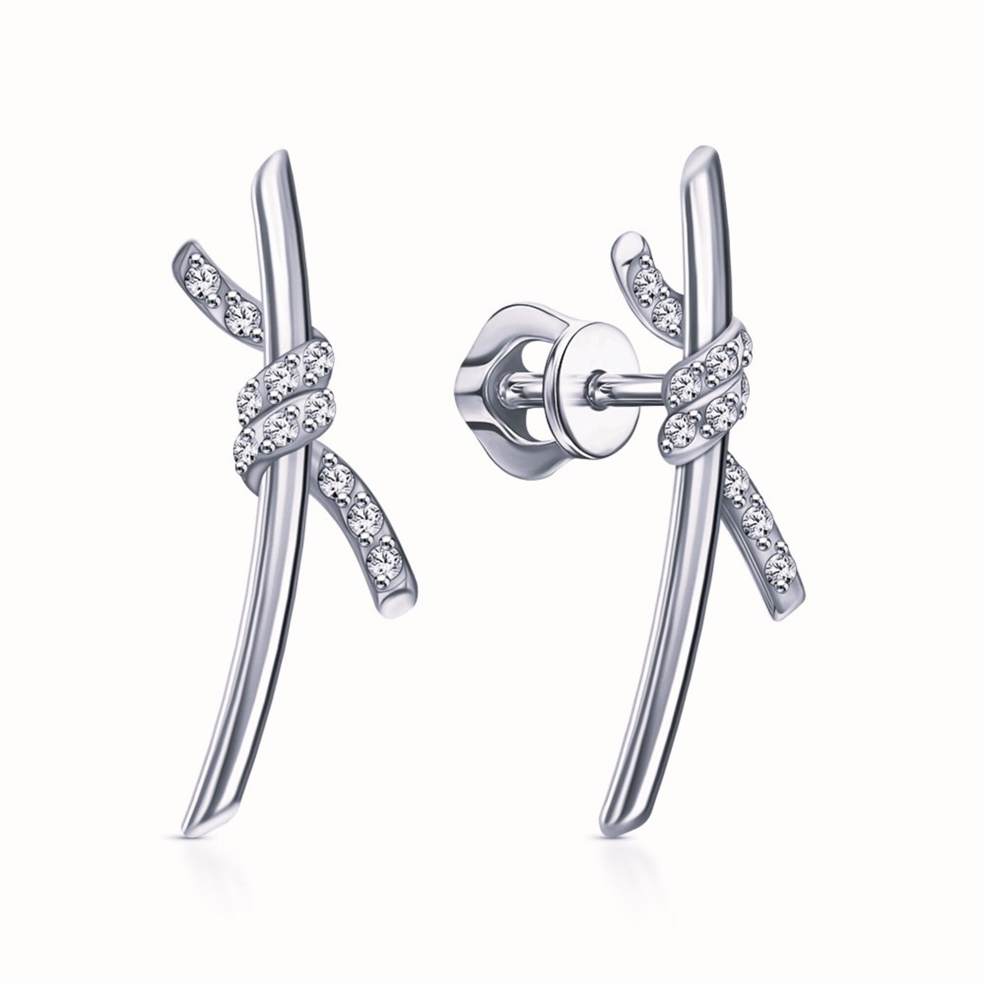 14k Gold Love Knot Diamond Earrings Cushionblue
