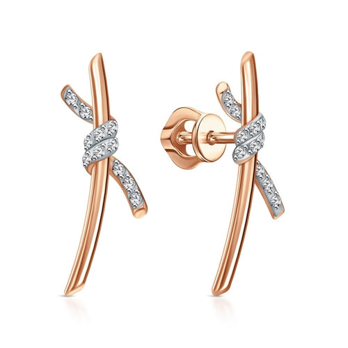 14k Gold Love Knot Diamond Earrings Cushionblue