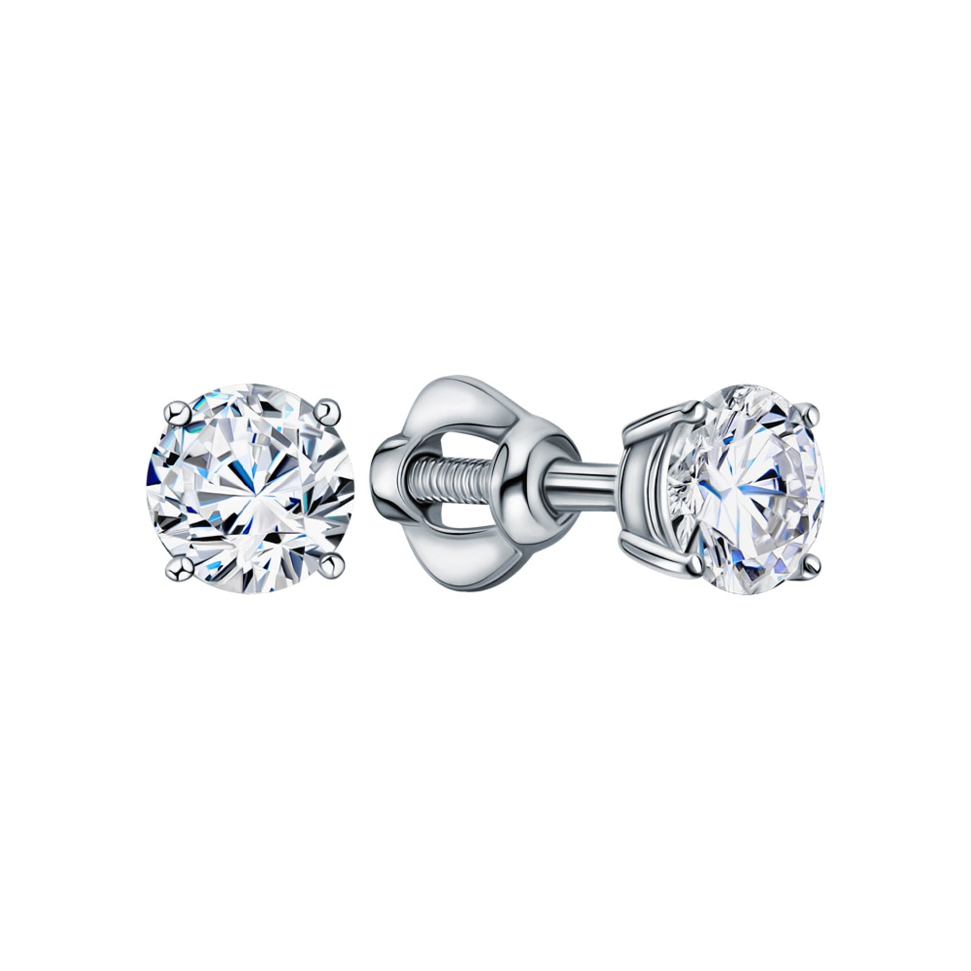 14K Solid Gold Stud Earring Solitaire Earring. Cushionblue