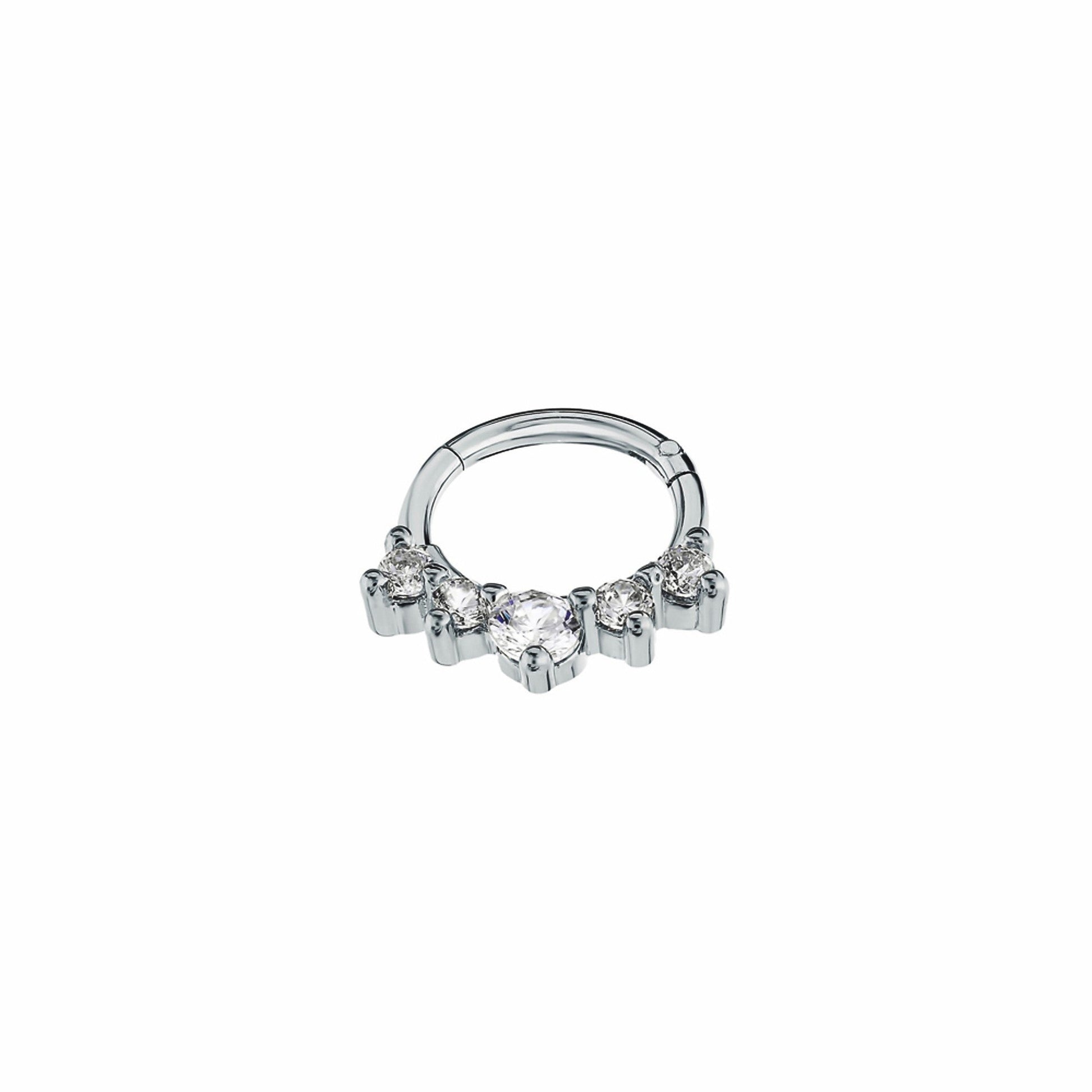 14K Solid Gold Daith Ring, Septum Clicker Cushionblue