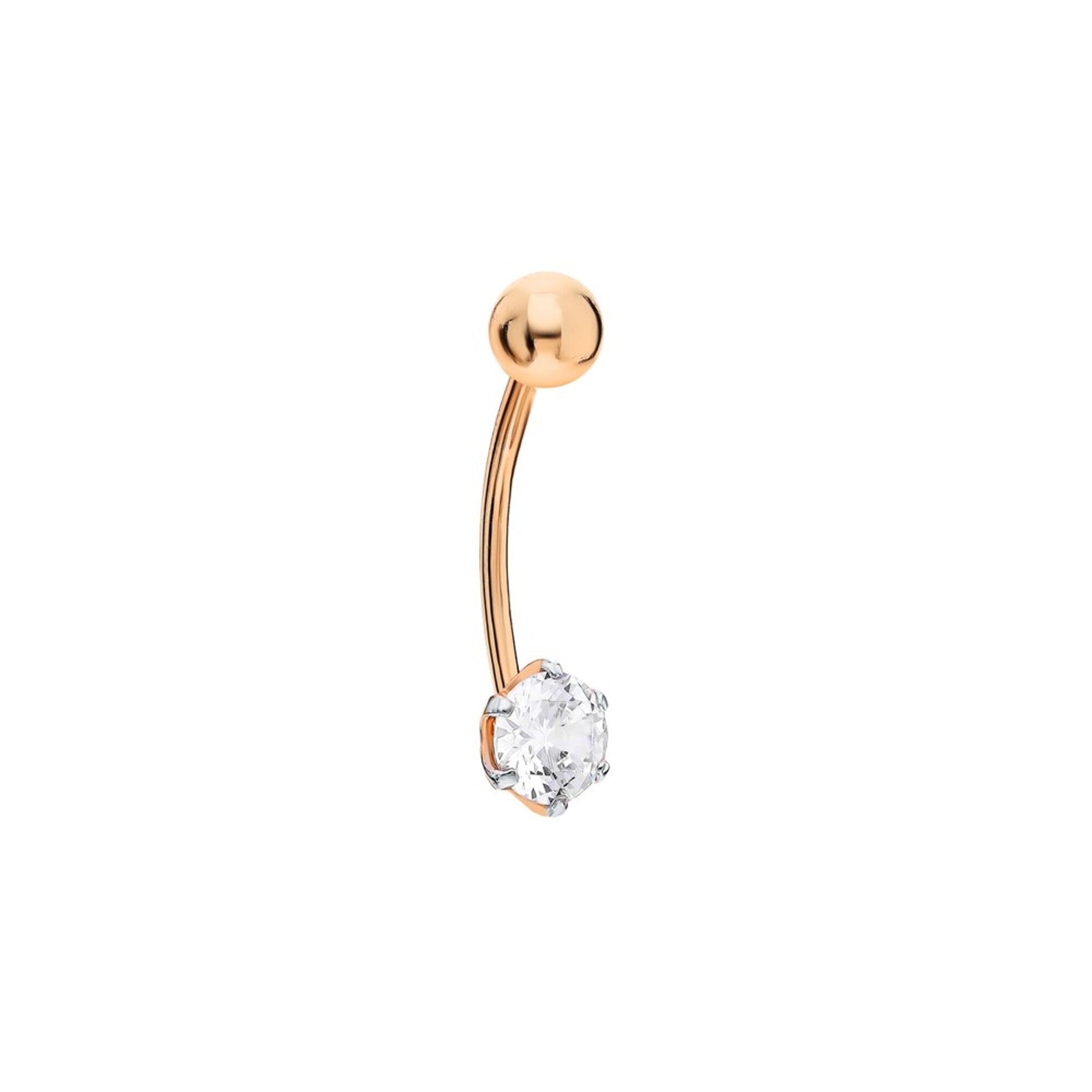14k Gold Navel Belly Button Ring, Curved Floating Navel Ring, Dainty Small Belly Ring. Cushionblue