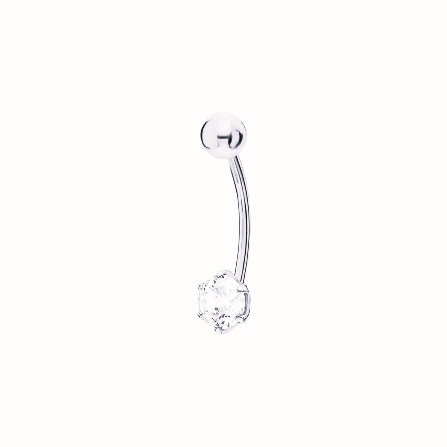 14k Gold Navel Belly Button Ring, Curved Floating Navel Ring, Dainty Small Belly Ring. Cushionblue