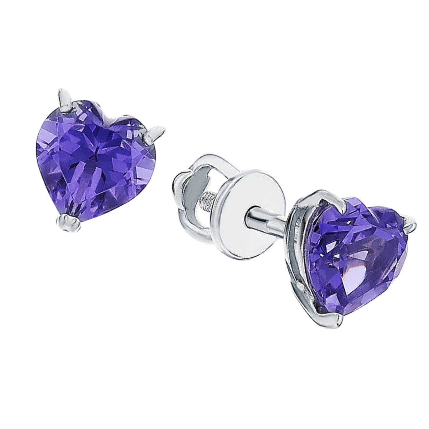 14k Heart Tanzanite Stud,Purple Gemstone Earring Heart Shape Tanzanite Earring. Cushionblue