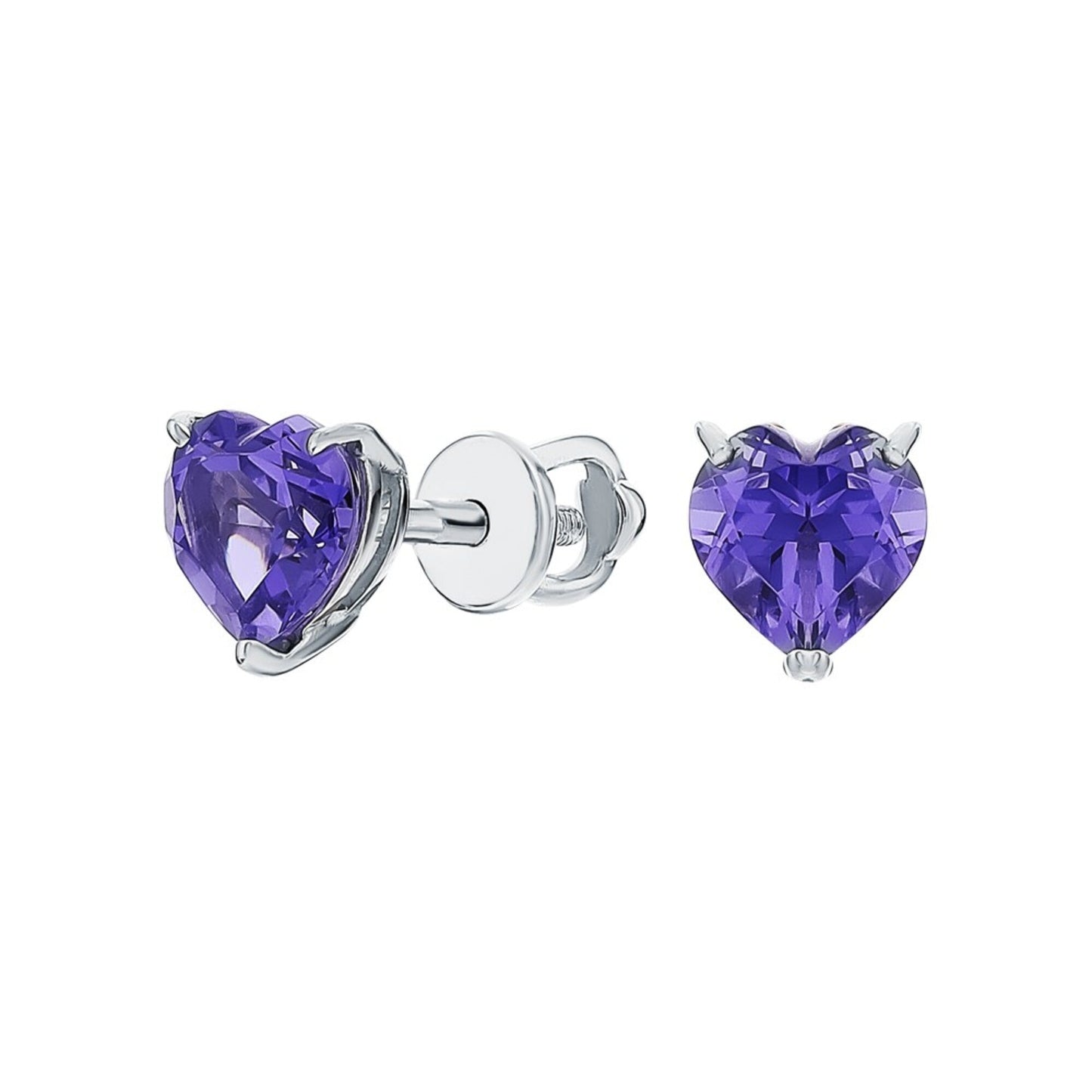 14k Heart Tanzanite Stud,Purple Gemstone Earring Heart Shape Tanzanite Earring. Cushionblue