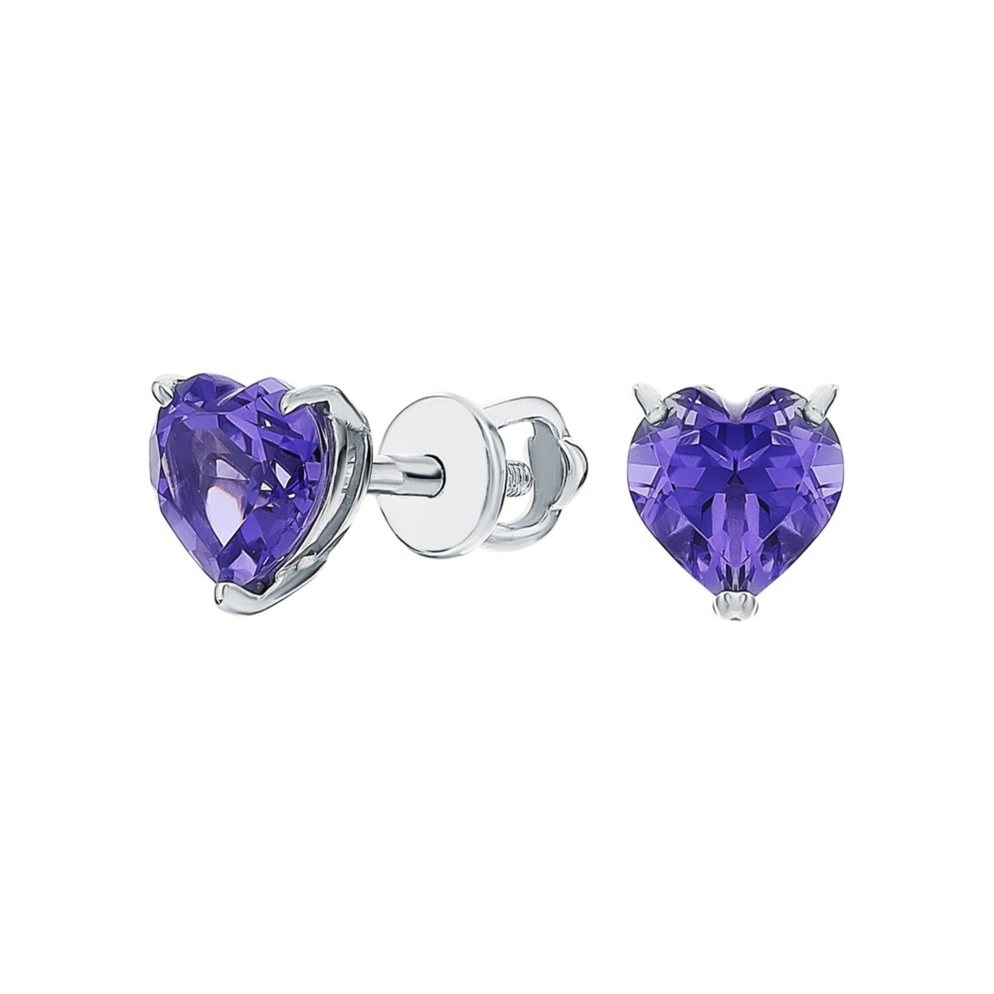 14k Heart Tanzanite Stud,Purple Gemstone Earring Heart Shape Tanzanite Earring. Cushionblue