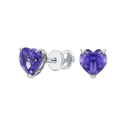 14k Heart Tanzanite Stud,Purple Gemstone Earring Heart Shape Tanzanite Earring. Cushionblue
