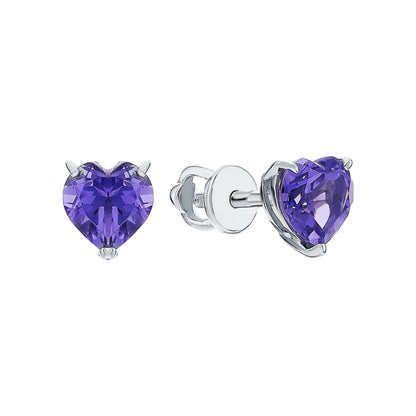 Heart Shape Tanzanite Diamond Earring Cushionblue