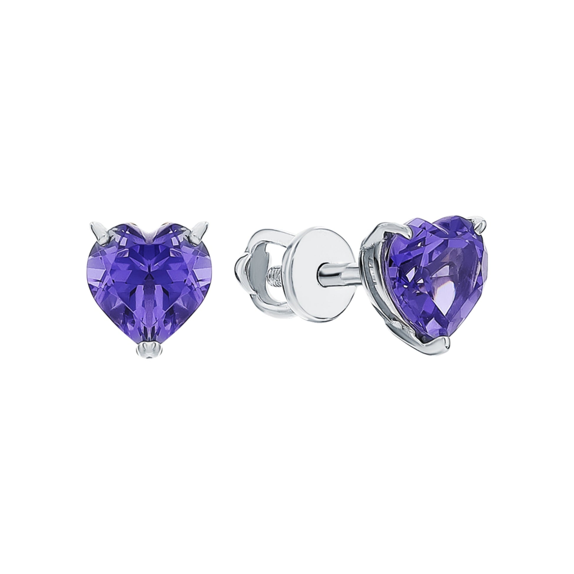 14k Heart Tanzanite Stud,Purple Gemstone Earring Heart Shape Tanzanite Earring. Cushionblue
