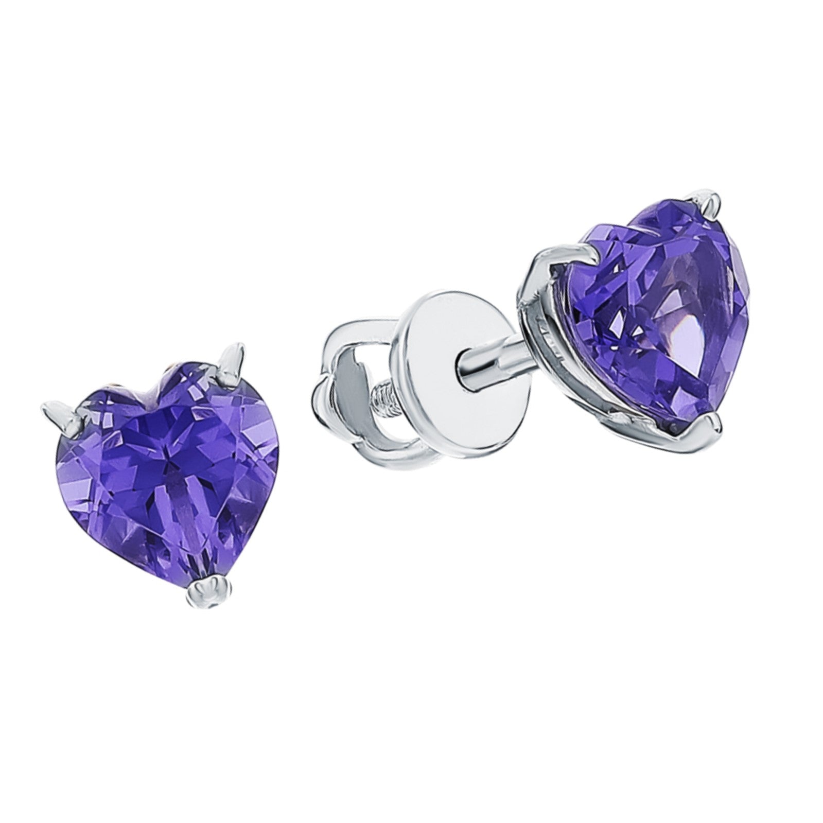 Heart Shape Tanzanite Diamond Earring Cushionblue