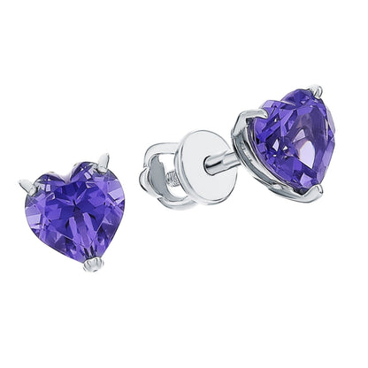 14k Heart Tanzanite Stud,Purple Gemstone Earring Heart Shape Tanzanite Earring. Cushionblue
