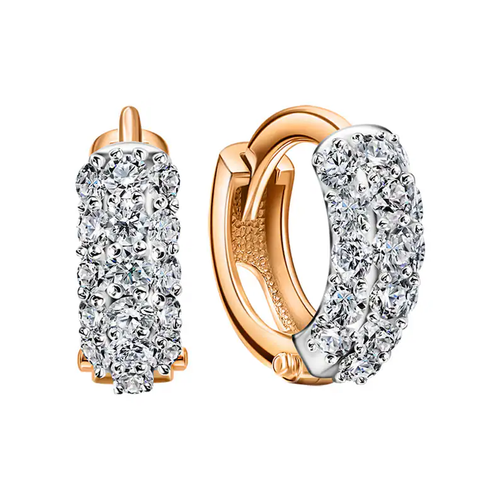 14K Gold Diamond Huggies Hoop Earring, Three Row Small Hoop, Pave Huggies. Cushionblue