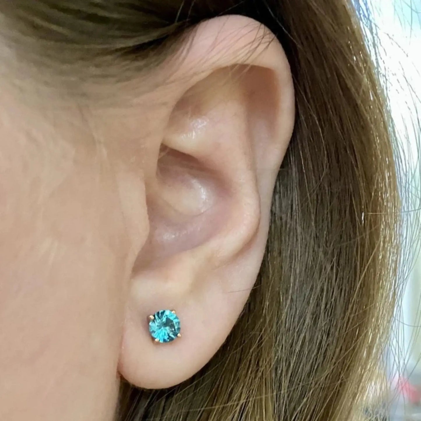 Paraiba Tourmaline Stud Earring Cushionblue