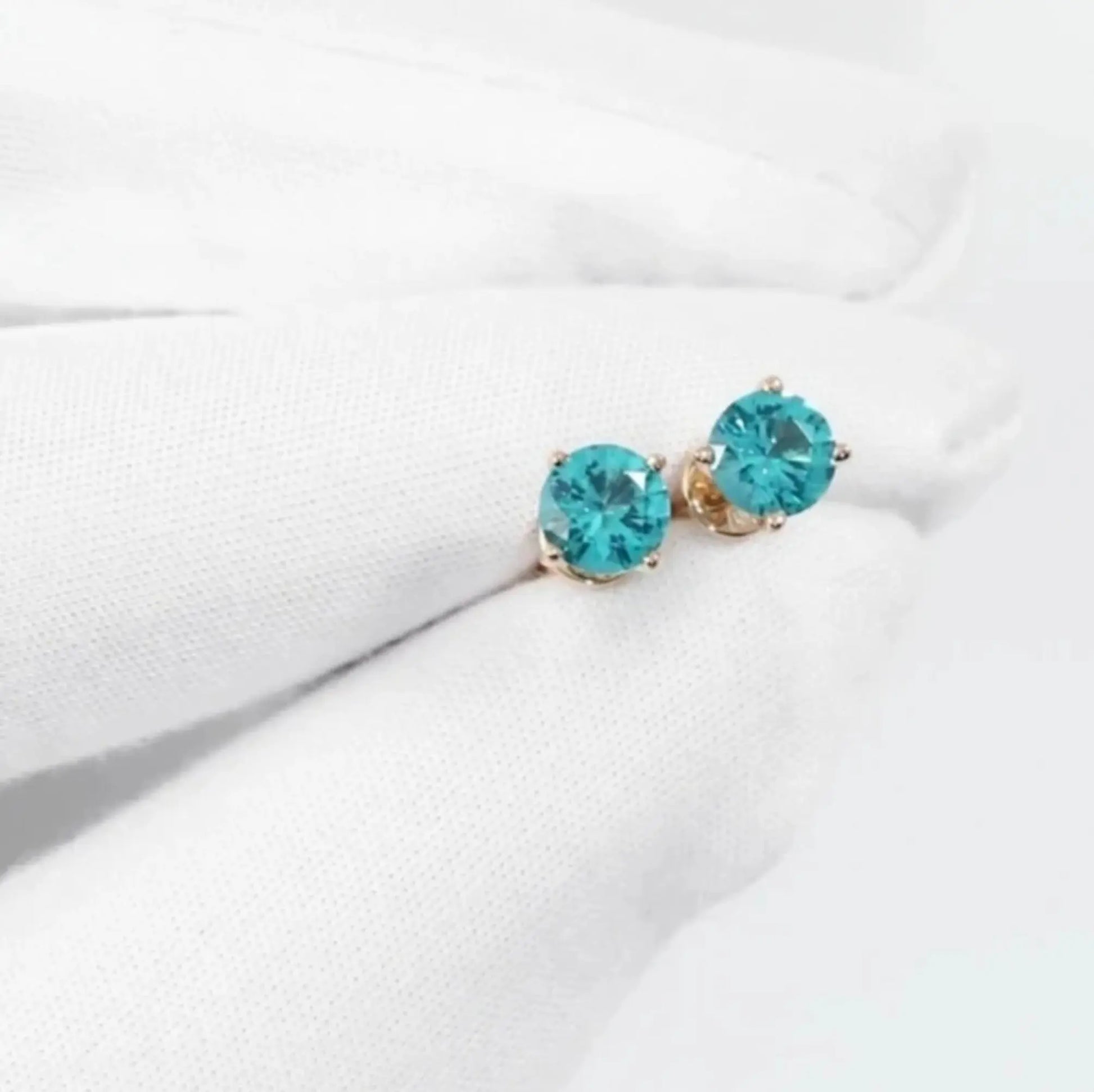Paraiba Tourmaline Stud Earring Cushionblue