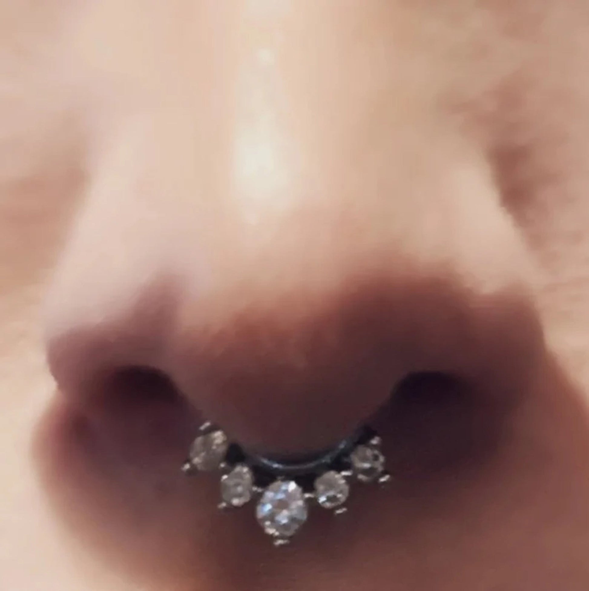 14K Solid Gold Daith Ring, Septum Clicker Cushionblue