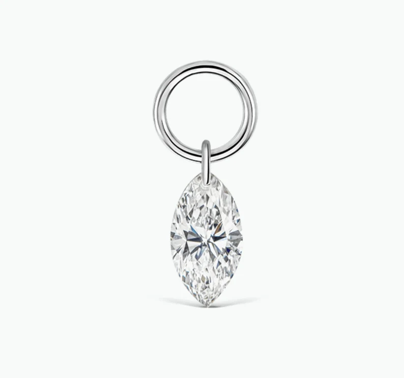 Single Marquise Diamond Earrings Cushionblue