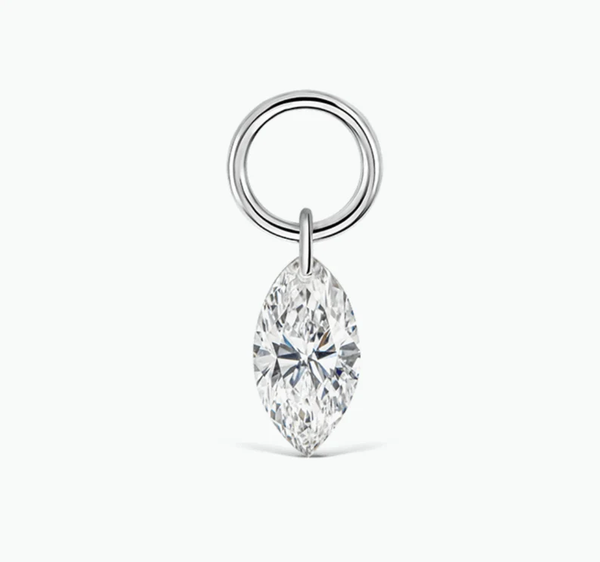 Single Marquise Diamond Earrings, Ear Piercing Drop, Chains and Charm, Add on for Hoop. Cushionblue
