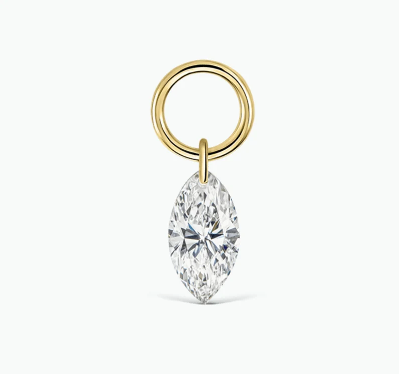 Single Marquise Diamond Earrings Cushionblue