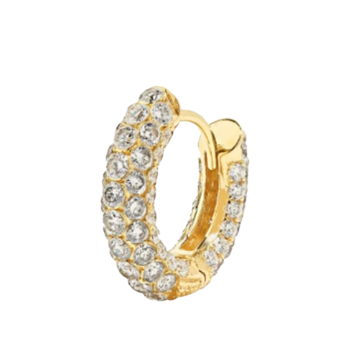 Hoop Earring Pave Diamond (1.94ct) Huggies Hoop Earring, Hip Hop Fashion Jewelry. Cushionblue