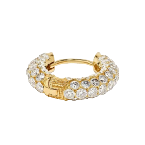 Hoop Earring Pave Diamond (1.94ct) Huggies Hoop Earring, Hip Hop Fashion Jewelry. Cushionblue