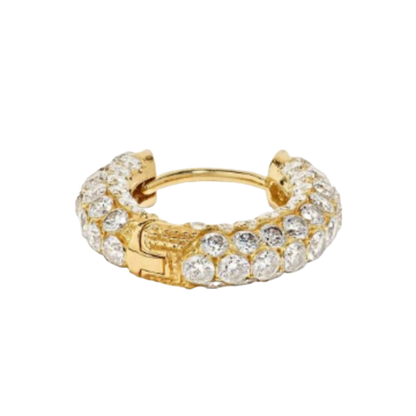 Hoop Earring Pave Diamond (1.94ct) Huggies Hoop Earring, Hip Hop Fashion Jewelry. Cushionblue